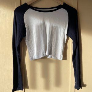 J. Galt Navy & White Cropped Long Sleeve Top, US Size S